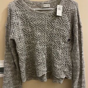 Abercrombie Kids Black White Open Knit Sweater Pullover L/S Girl’s XL/16 NEW NWT